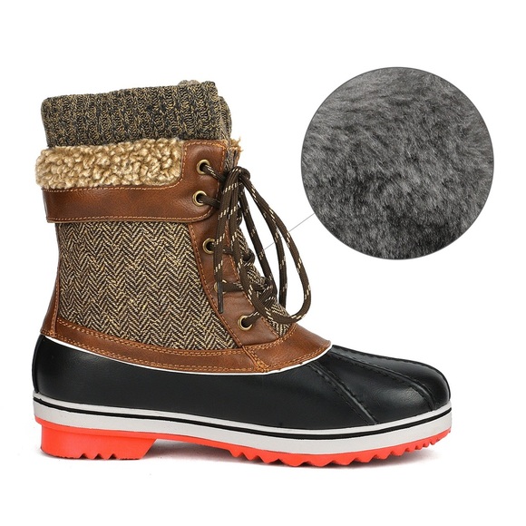 Dream Pairs Mid Calf Lace Up Snow Boots, Size 8, New - Picture 2 of 12